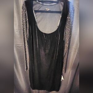 City Studio Black Dress with Glittering Sleeves